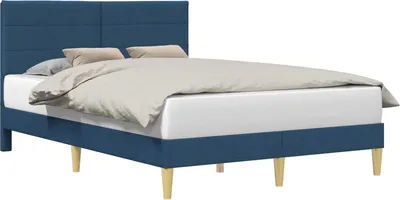 Produktbild von vidaXL Bettrahmen mit Kopfteil Blau 120 x 200 cm Stoff