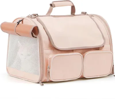 Produktbild von Transportbox Katze, Faltbare Katzentransportbox,Transportbox für Katzen/Hund bis 22kg, Pink