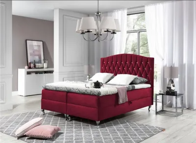 Produktbild von Elegantes Bett 120x200 PEGGY – rot + Gratis-Topper
