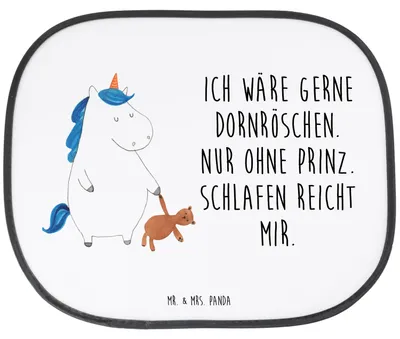 Produktbild von Mr. & Mrs. Panda kfz sonnenschutz Einhorn Teddy - Weiß - Geschenk, schlafen, Auto, Unicorn, Gute Nacht, für, Sonnenblende, Pkw, Einhörner, autofenster, Bett
