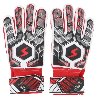 Produktbild von 1 Paar Kinder-Fußballhandschuhe, Latex, Kollisionsfestigkeit, Fußball-Torwart für Grip, Fingerschutz, Rot, Größe 5