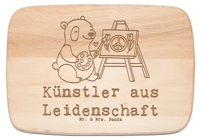 Produktbild von Mr. & Mrs. Panda Schneidebrett Holz Künstler Leidenschaft - Transparent - Geschenk, Kunstschule, Frühstücksbrett, Holzbrett, Frühstücksbrettchen, schneidbrett, Maler