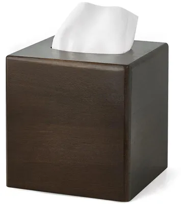 Immagine prodotto di Custodia quadrata in legno per fazzoletti, con base aperta, dimensioni 14x14x14,2 cm, stile rustico