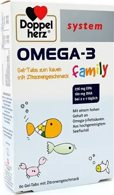 Produktbild von DOPPELHERZ Omega-3 Gel-Tabs family system