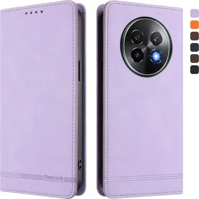 Produktbild von Hülle für Realme 13+ 5G, Retro Kunstleder Ständer Klapphülle mit Kartenfächer und Magnetische Violett