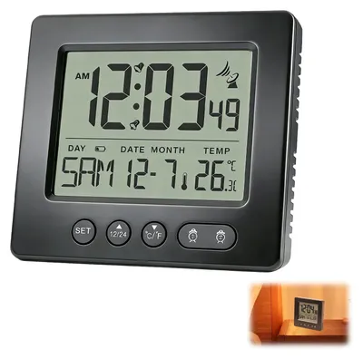 Funkwecker digital Doppelalarm Temperatur schwarz
