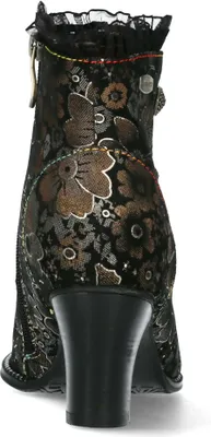 Produktbild von Laura Vita Damen Stiefelette Blumenmuster Rüschen florale Knöpfe Elcodieo 224, Größe:38 EU, Farbe:Braun