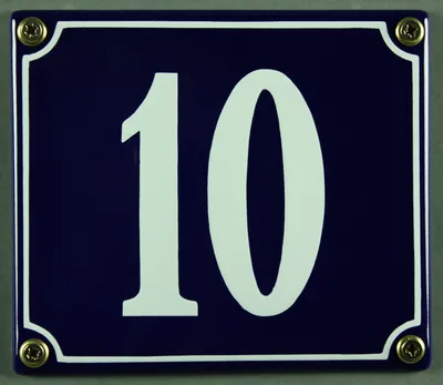 Produktbild von Hausnummernschild Emaille 10 blau - weiß 12x14 cm Schild Emaile Hausnummer Haus Num