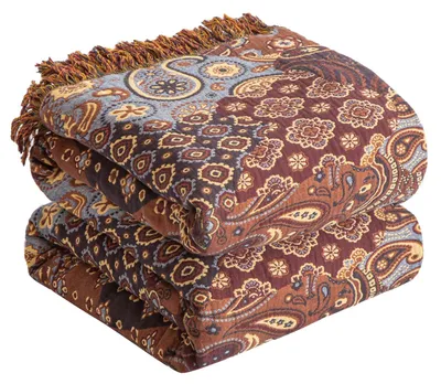 Produktbild von Boho-Decke aus 100% Baumwolle, große doppelseitige Musselin, Patchworkdecke, 200 x 230 cm, ideal für Wohnzimmer und Schlafzimmer, rot/rosa