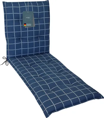 Produktbild von LILENO HOME Sonnenliege Auflage als [1er Set - Rollliege] in Yacht-Karo Dunkelblau - Gartenliegen Auflage perfekt für Strandliege - Polster Auflage für Gartenliege (188x60x5cm)