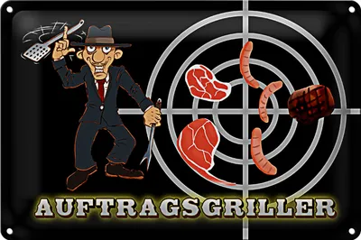Produktbild von Blechschild Grillen 30x20cm Auftragsgriller Fleisch
