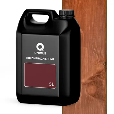 Produktbild von Q UNIQUE Holzimprägnierung  Mahagoni 5 L Holzschutz 2 In 1 Grundierung Mit Schutz Farbimprägnierung Imprägniermittel Innen & Außen