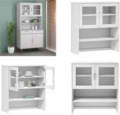 Produktbild von vidaXL Highboard Oberteil MOLDE Weiß 90x35x100 cm Massivholz Kiefer - Highboard-Aufsatz - Highboard-Aufsätze - Aufsatz Für Highboard - Schrankaufsatz