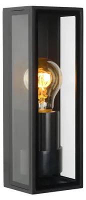 Immagine prodotto di Applique da esterno DUKAN nero-trasparente 1xE27x40W vetro, dimensioni: 25,5x9x8,5 cm IP65 Lucide