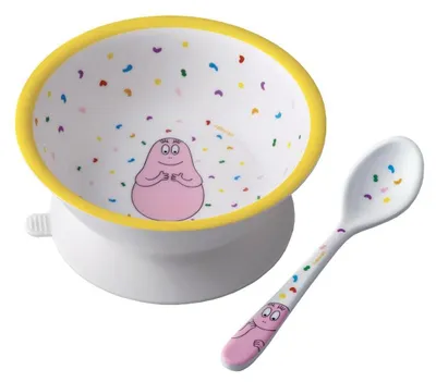 Produktbild von Petit Jour Kindergeschirr Saugnapfschale mit Barbapapa-Löffel