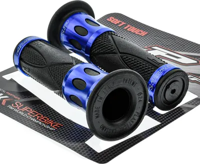 Image de Progrip Poignées en caoutchouc Poignées de guidon 728 Bleu Noir Alu Caoutchouc pour scooter moto 22mm 25mm