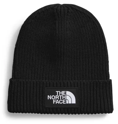 Image de Bonnnet pour enfant The North Face, logo TNF, bords côtelés, couleur noire TNF
