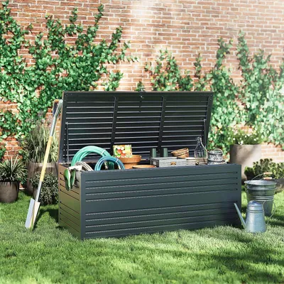 Produktbild von Weide Gartenbox | 100% Aluminium | Aufbewahrungsbox 1015 L | Outdoor Box mit Deckel | 180 x 74 x 79 cm