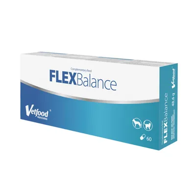 Produktbild von Vetfood FlexBalance 60 Kapseln – Ergänzungsfuttermittel für Hunde und Katzen – mit Glucosamin, Chondroitin, Kollagen