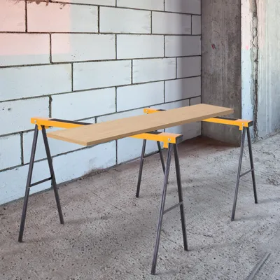 Produktbild von Arbeitsbock 2er-Set klappbar, Werkstattbock Heimwerker, Metall, Gelb | 99,5 x 50 x 76 cm | bis 250 kg