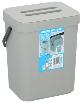 Produktbild von Gft-Abfalleimer fur Arbeitsplatte - 5L - grau - 24 x 19 x 14 cm