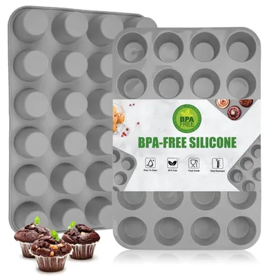 Produktbild von Mini Muffinform Silikon 24er Grau 2 Stück Antihaft BPA-frei
