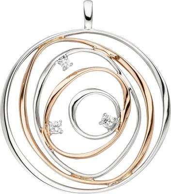 Produktbild von Anhänger aus Ovalen & Kreisen mit 3 Zirkonia 925 Silber Rotgold vergoldet Damen