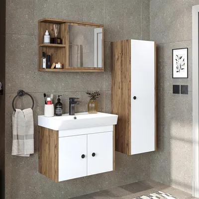 Immagine prodotto di Set di mobili da bagno Roomart ADA, 4 pezzi, larghezza 60 cm, rovere bianco