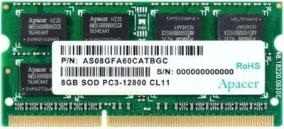 Zdjęcie produktu dla Apacer AS08GFA60CATBGC, 8 GB, 1 x 8 GB, DDR3, 1600 MHz, 204-pin SO-DIMM