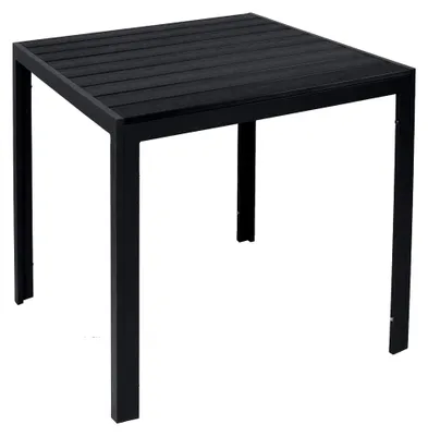 Produktbild von Wetterfester Aluminium Gartentisch anthrazit/schwarz mit WPC Tischplatte