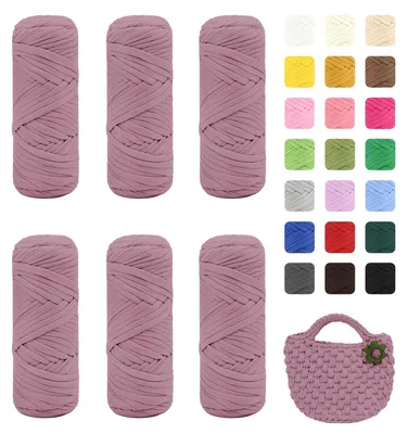 Produktbild von T-Shirt Garn 1200g 6er Pack (je 200g/75m) Violettgrau Polyester zum Häkeln & Stricken