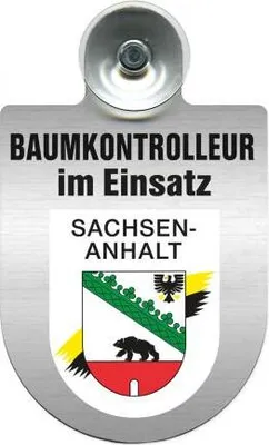 Produktbild von Einsatzschild mit Saugnapf - Baumkontrolleur im Einsatz - 393806 incl. Regionenwappen nach Wahl Color - Region Sachsen-Anhalt