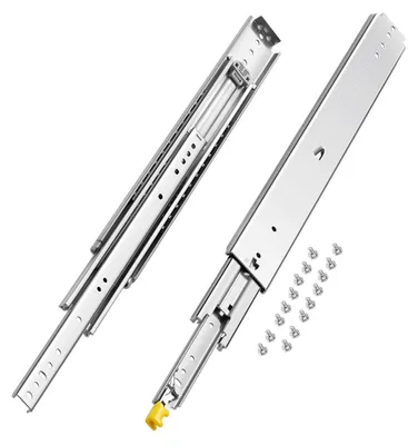 Produktbild von VEVOR 1 Paar Vollauszugsschubladenschienen 16 18 20 24 30 35 37,4 59 24 32 36 40 48 60 Zoll, 250 lbs Tragfähigkeit, verriegelbare Schubladenschienen, Kugellager mit Verriegelung, seitlich montierte Schubladenschiene, 500 lbs-61 cm