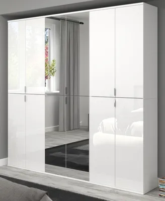 Produktbild von Garderobenschrank SystemX weiß Hochglanz Schuhschrank mit Spiegel 183 cm, variable Inneneinteilung