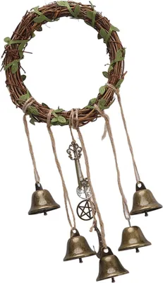 Image de Cloche de sorcière suspendue Carillon éolien décoratif de sorcière fait main avec motifs significatifs pour poignée de porte Type A(15cm/5.9in Diameter)