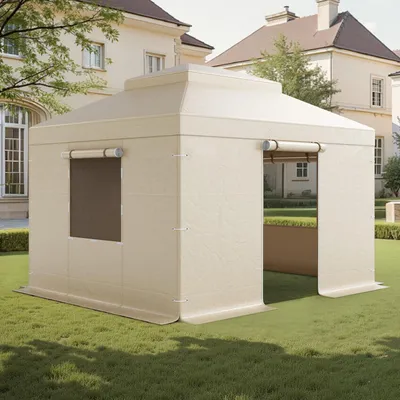 Immagine prodotto di Copertura invernale VEVOR, adatta per gazebo 3,05 x 3,65 m, copertura di ricambio con pareti laterali e finestre a rete, copertura di protezione per il deposito in PE ad alta densità, gazebo non incluso nella fornitura