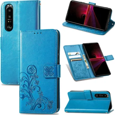 Produktbild von König Design Hülle kompatibel mit Sony Xperia 1 III Kunstleder Handyhülle - Handy Case Blau