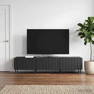 Produktbild von vidaXL TV-Schränk Schwarz 147 x 34,5 x 32 cm Holzwerkstoff