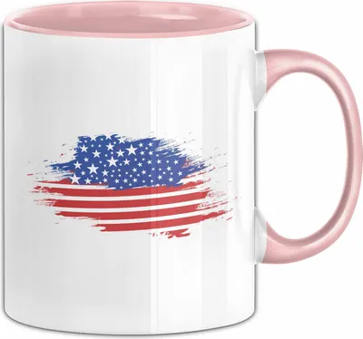 Produktbild von USA Flagge Tasse Geschenk Amerika Geschenkidee Auslandjahr Kaffee-Tasse Kaffee-Becher (Rosa)