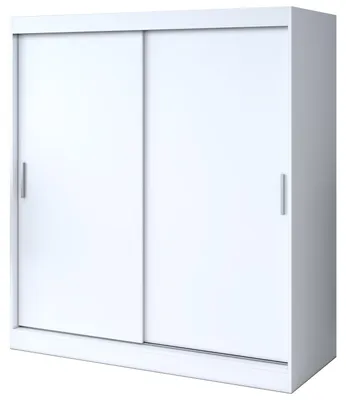 Zdjęcie produktu dla Szafa przesuwna 180x200cm - Biały Mat - Szafa przesuwna GOLD - z 5 półkami i 2 drążkami