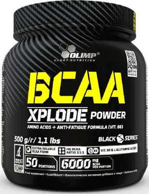 Obrázek produktu pro Olimp Nutrition BCAA Xplode, Prášek, L-glutamin, L-isoleucin, L-leucin, L-valin, Vitamín B6, Ovocný punč, 2:1:1, 10 g