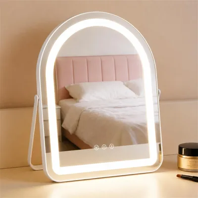 Produktbild von ZMH LED Schminkspiegel Spiegel mit Beleuchtung 35×45CM Vanity Mirror Klein Kosmetikspiegel Licht Tischspiegel 3 Modi Schminktischspiegel Touch Dimmbar