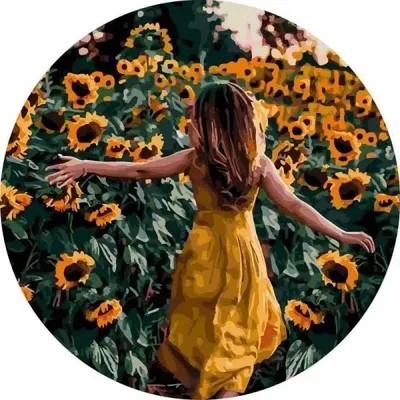 Produktbild von Malen nach Zahlen, rund – Sonnenblumen, 40 cm – Twoje Hobby