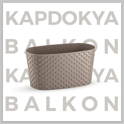 Image de 1+1 Pot de fleurs ovale - Taupe - Jardinière avec réservoir d'eau - 30 cm - Pot de fleurs pour l'intérieur et l'extérieur