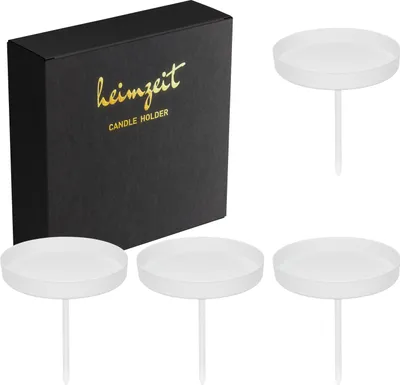Produktbild von 4x Kerzenhalter Metall Weiß Stumpenkerzen 80mm Kerzenstecker Adventskranz