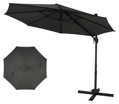 Immagine prodotto di KOMFOTTEU Ombrellone a braccio articolato, Ø 300 cm, inclinabile e ruotabile a 360° con manovella e pedale, ombrellone idrorepellente per balconi con protezione solare, ombrellone da giardino con base per giardino e balcone