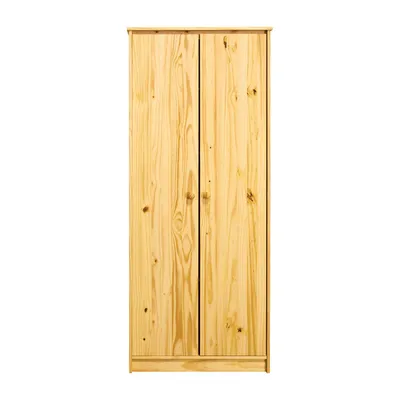 Produktbild von Möbilia Kleiderschrank aus Kiefer Massivholz – Natur lackiert – 2 Türen, 4 verstellbare Einlegeböden – 74 x 50 x 175 cm