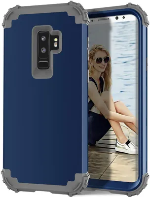Produktbild von Galaxy S9 Plus Hülle, LaimTop Heavy Duty 3 in 1 Hybrid Hart PC Flexibel TPU Silikon Stossfest Kratzfest Tasche Schutzhülle für Samsung Galaxy S9 Plus Navy blau