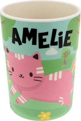 Produktbild von Bunter personalisierter Namens Kinderbecher mit Namen Amelie