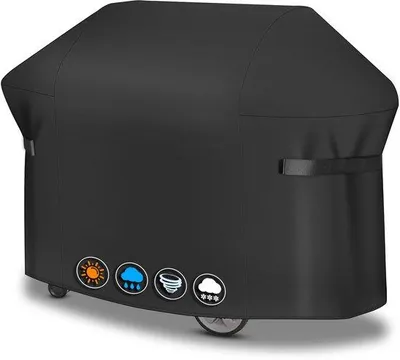 Image de Housse pour barbecue 182 cm, PU, noire, pour barbecue d'extérieur, 182 x 68 x 129 cm